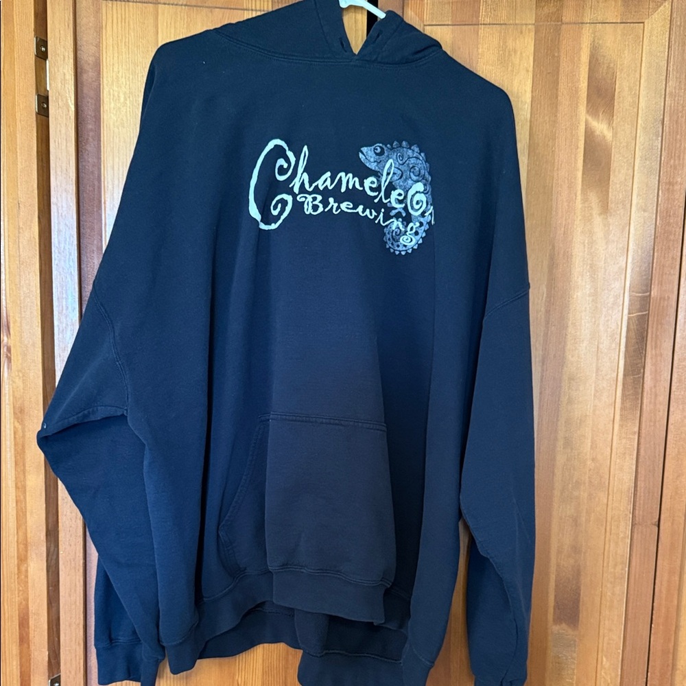 Gildan Black Hoodie with Blue Graphic